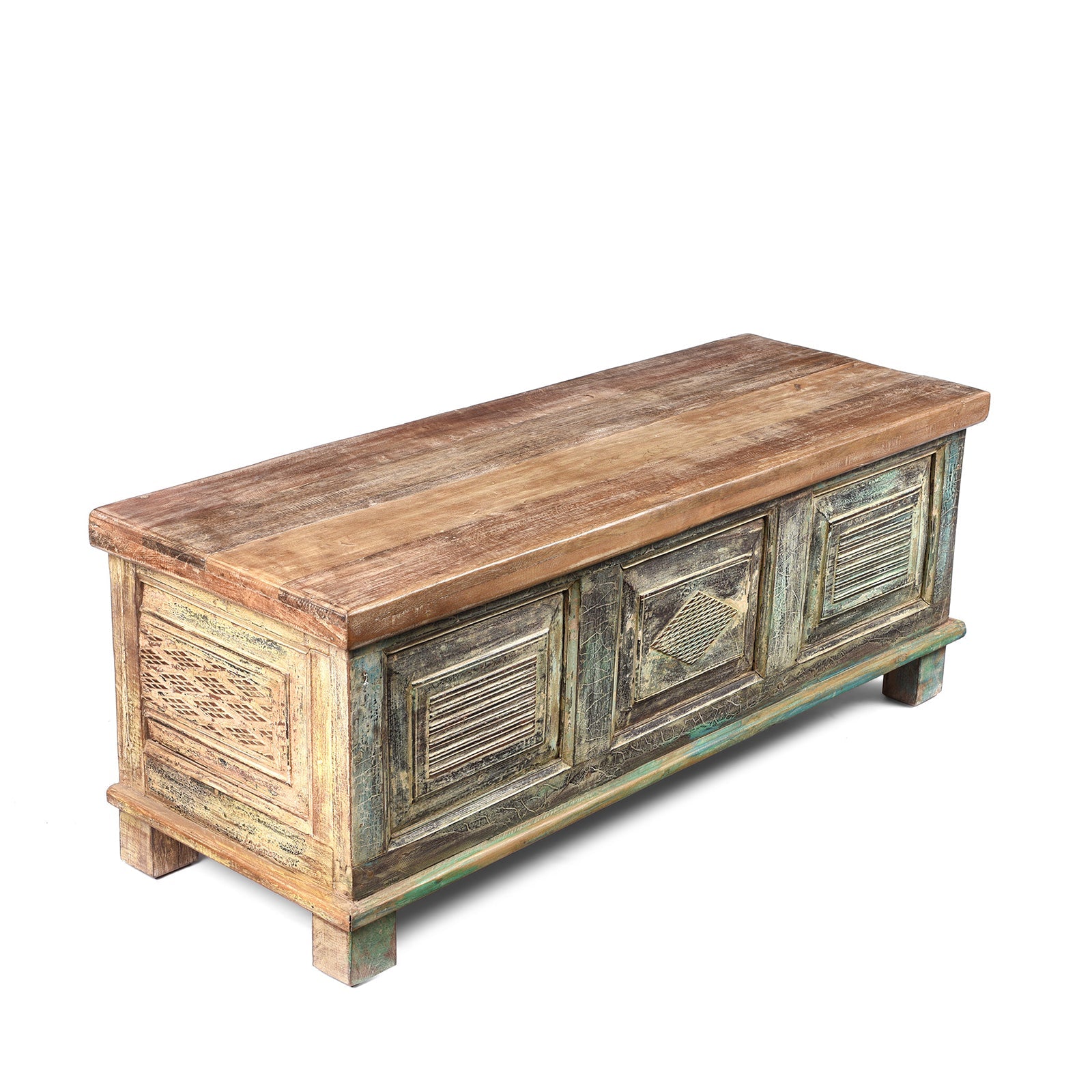 Reclaimed Teakwood Blanket Chest With Painted Finish