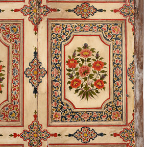 Painted Chintz Door Panel From Bikaner - Late 19th Century