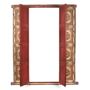 Painted Chintz Door Panel From Bikaner - Late 19th Century
