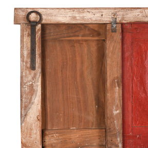 Painted Mirror Made From An Old Teak Window - 19th Century