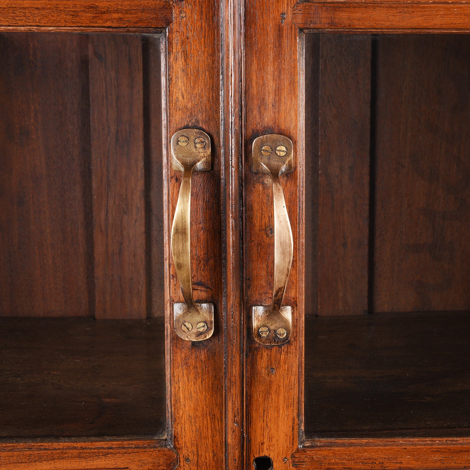 Glazed Teak Anglo Indian Book Cabinet - Ca 1910