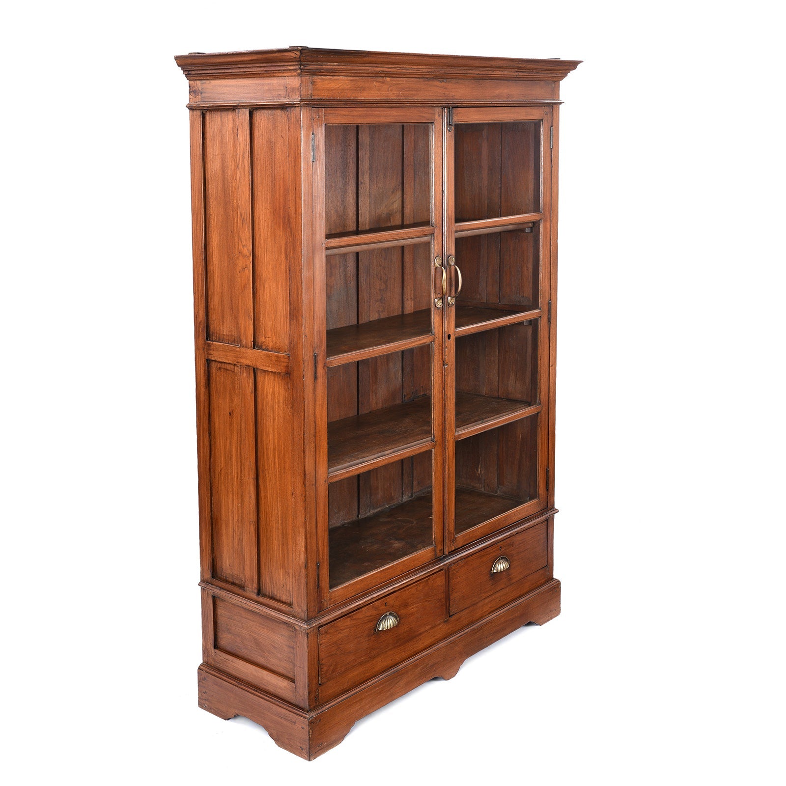 Glazed Teak Anglo Indian Book Cabinet - Ca 1910