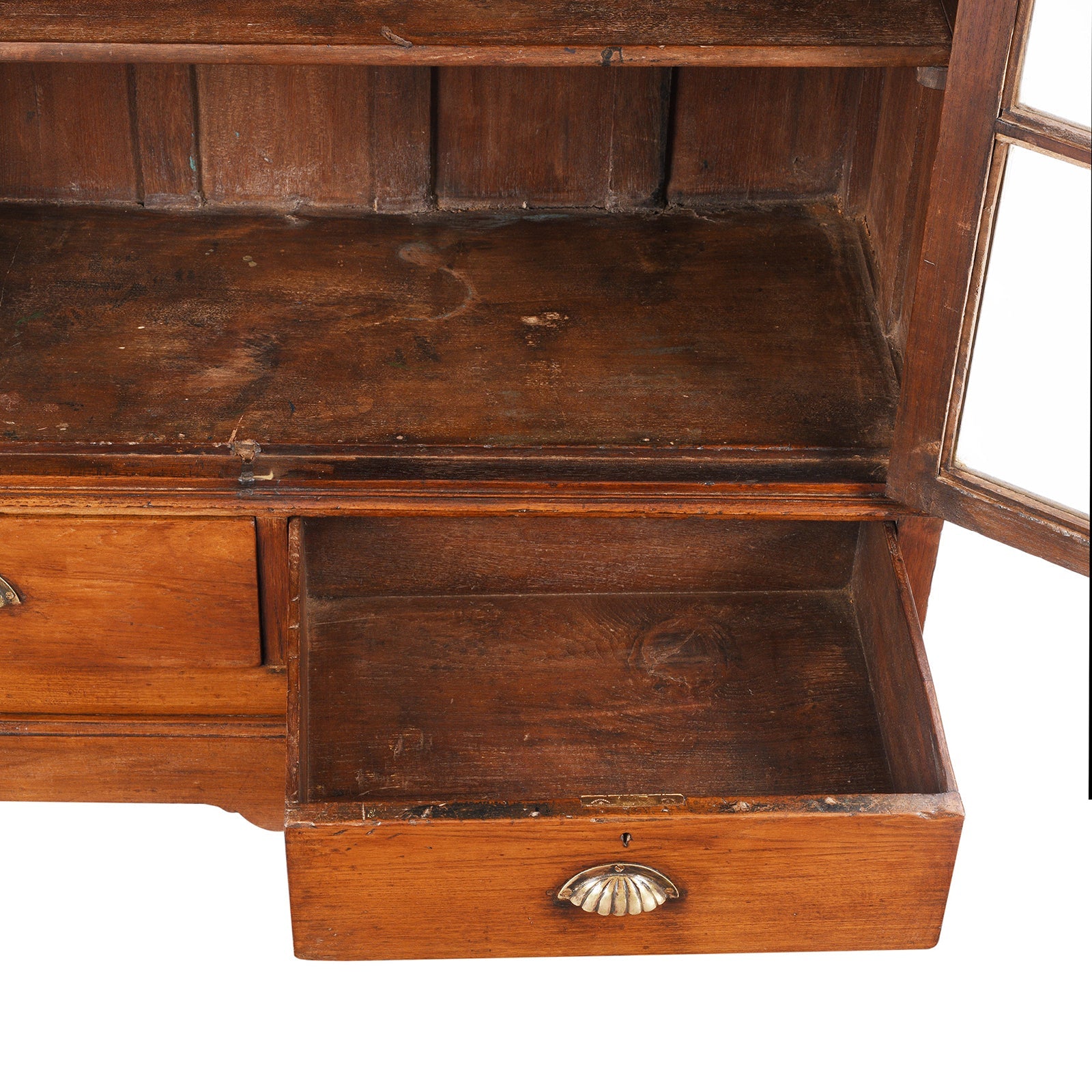 Glazed Teak Anglo Indian Book Cabinet - Ca 1910