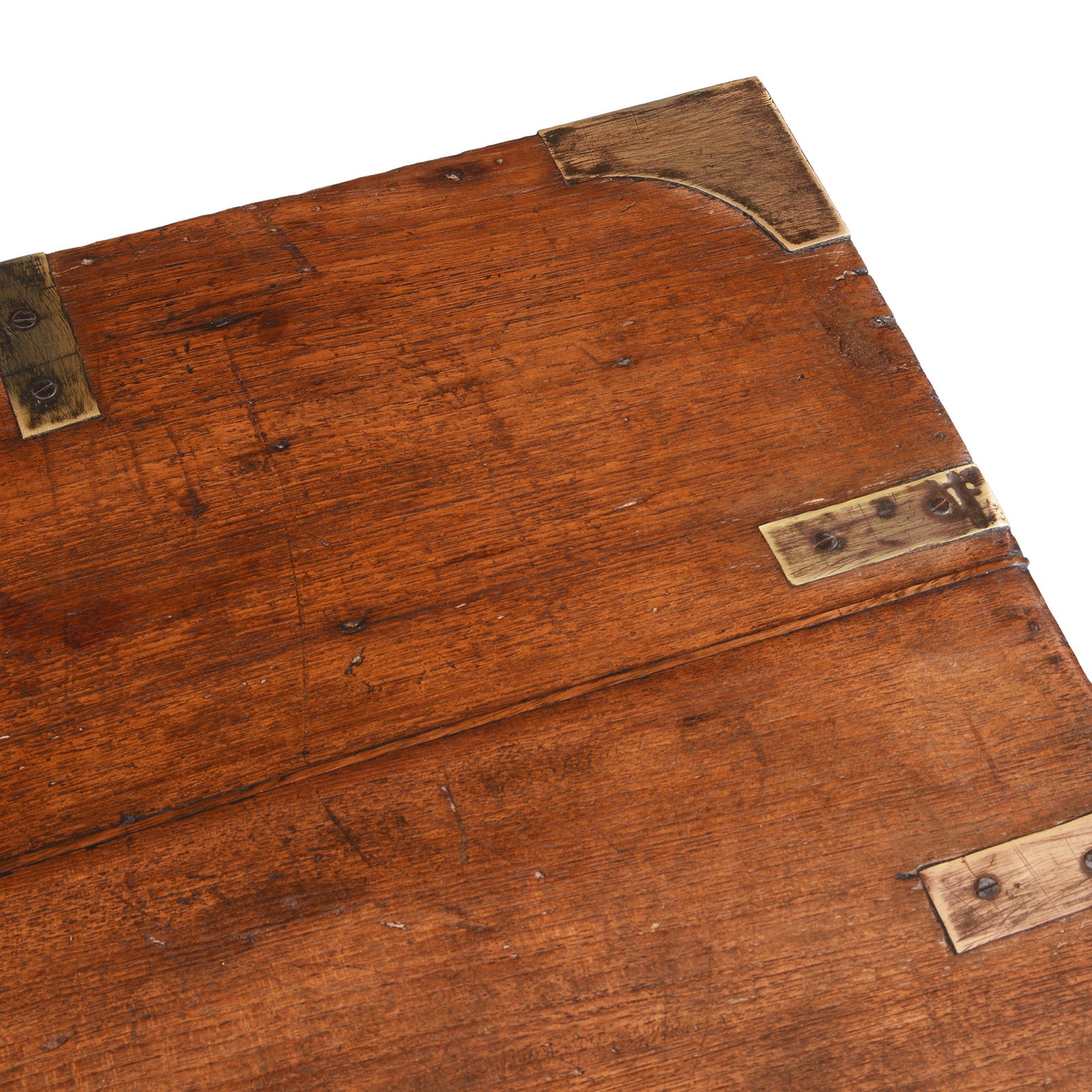Brass Bound Teak Military Chest From Rajasthan - 19th Century