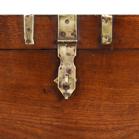 Brass Bound Teak Military Chest From Rajasthan - 19th Century