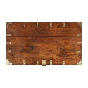 Brass Bound Teak Military Chest From Rajasthan - 19th Century