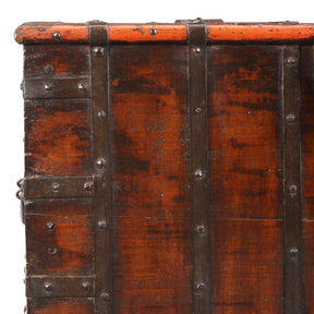 Iron Bound Wheeled Chest From Gujarat - 19th Century