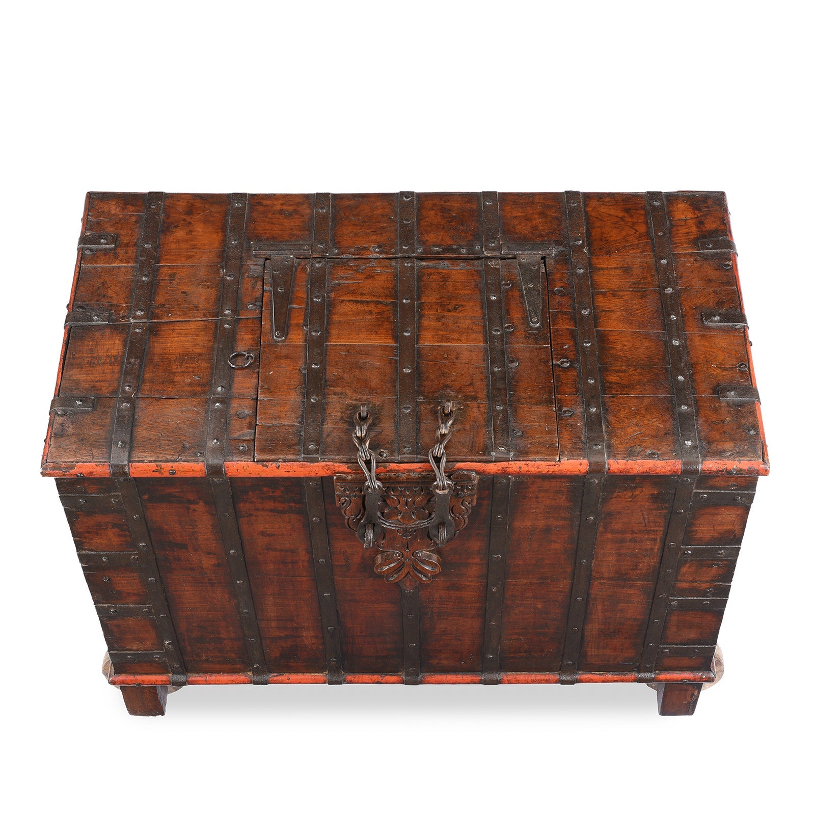 Iron Bound Wheeled Chest From Gujarat - 19th Century