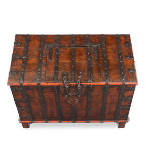 Iron Bound Wheeled Chest From Gujarat - 19th Century