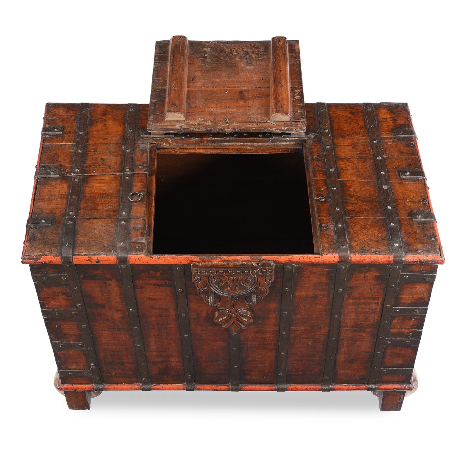 Iron Bound Wheeled Chest From Gujarat - 19th Century