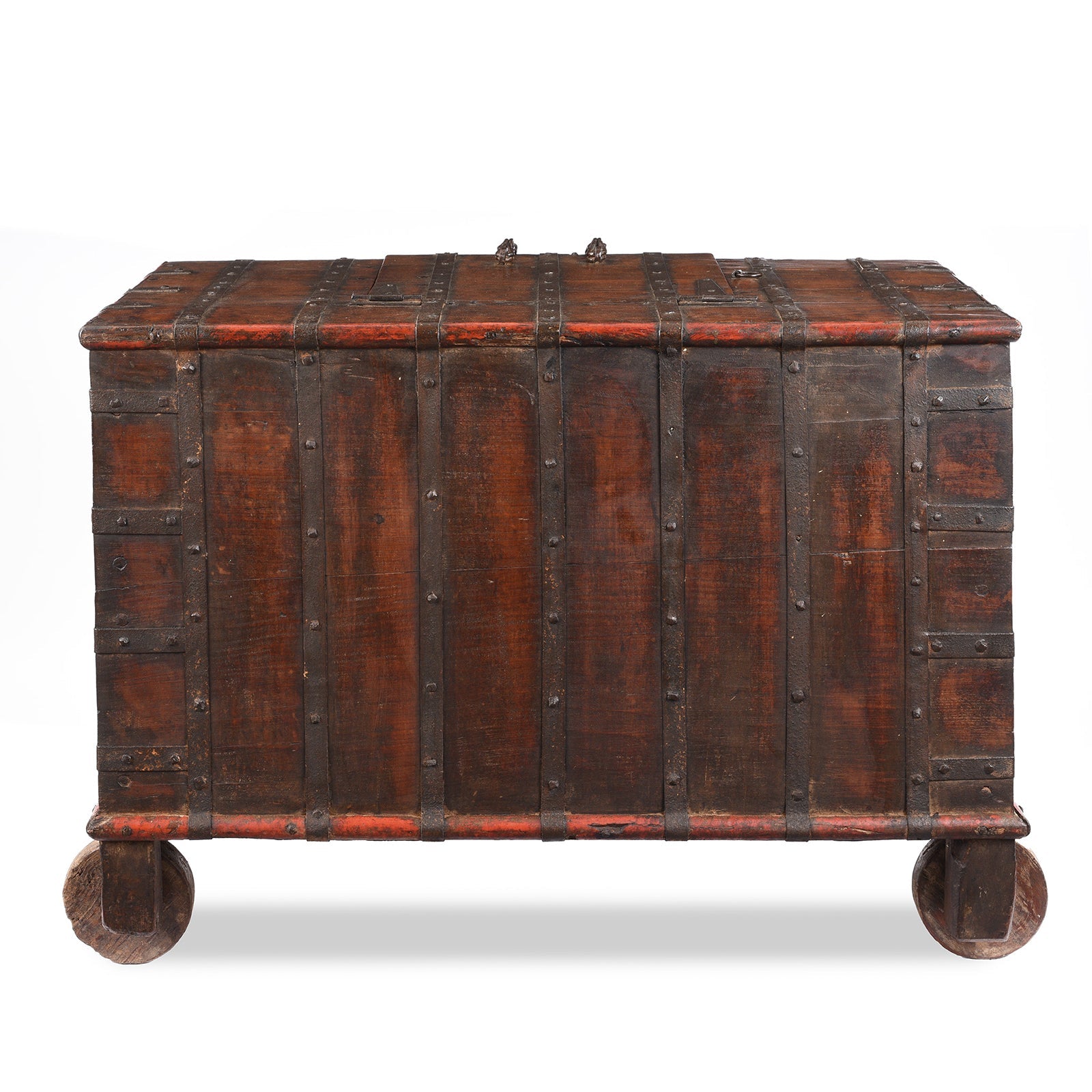 Iron Bound Wheeled Chest From Gujarat - 19th Century