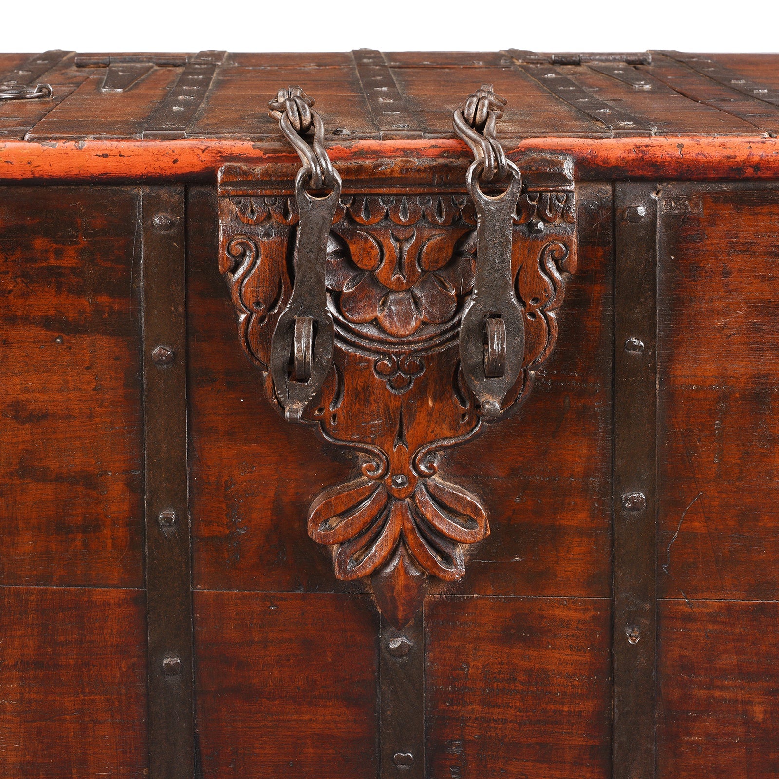 Iron Bound Wheeled Chest From Gujarat - 19th Century