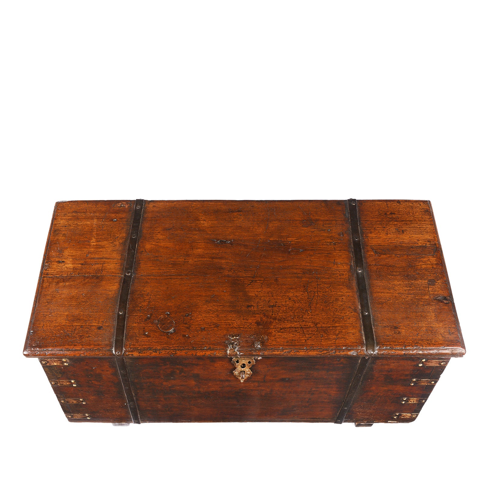 Brass Bound Teak Chest From Kutch - 19th Century