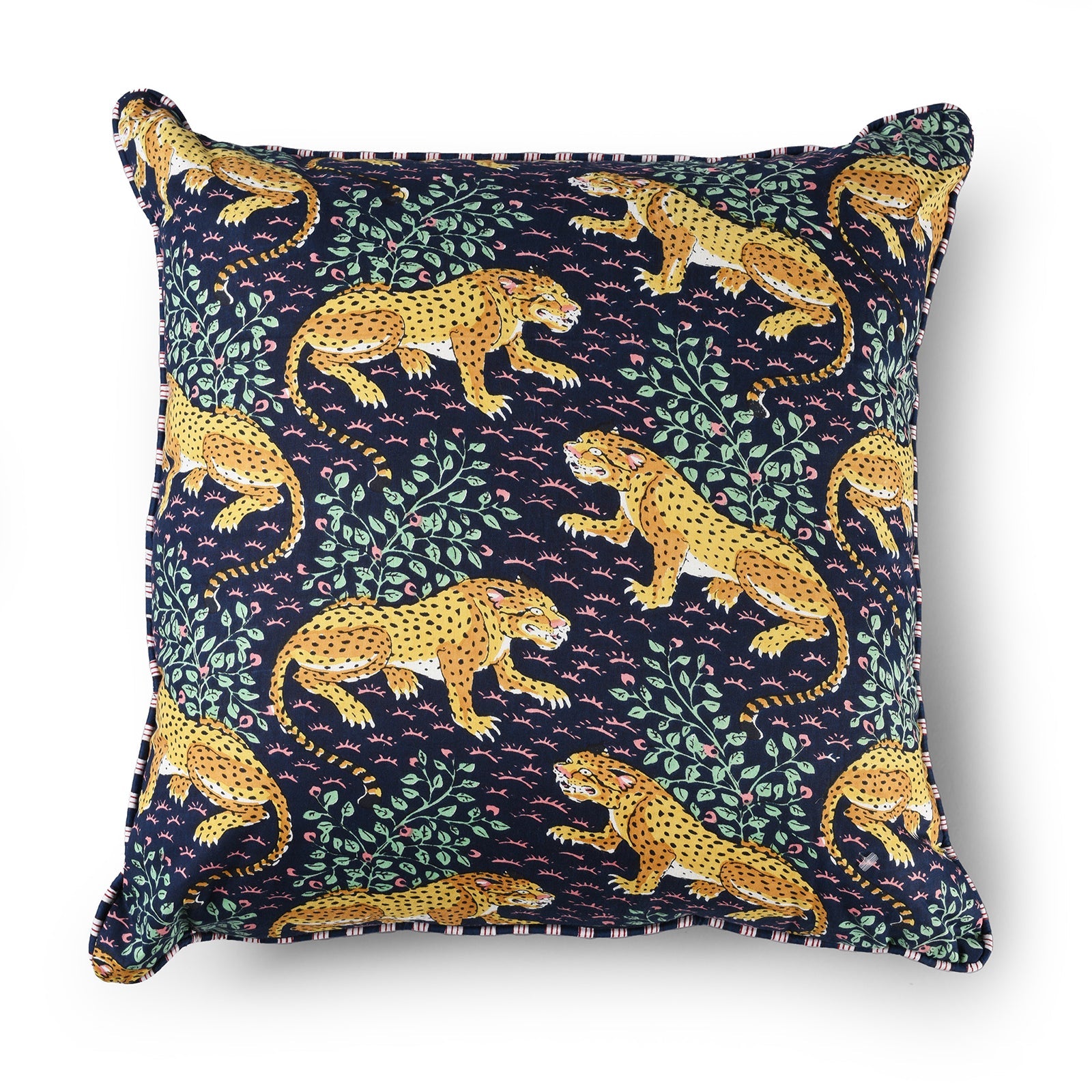 Cotton Leopard Design Cushion Cover with Pad
