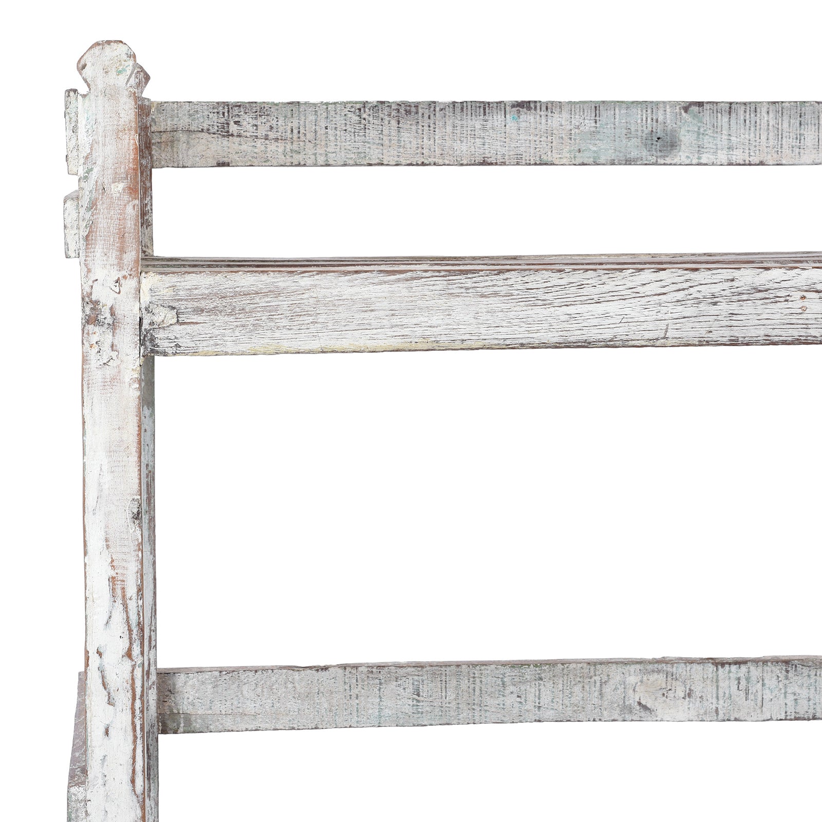 Vintage White Painted Teak Slatted Shelf - Ca 1930