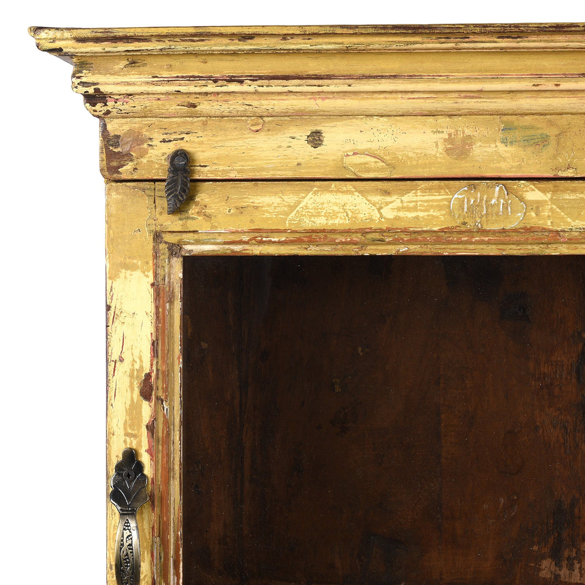 Yellow Painted Indian Wall Cabinet - Ca 1930