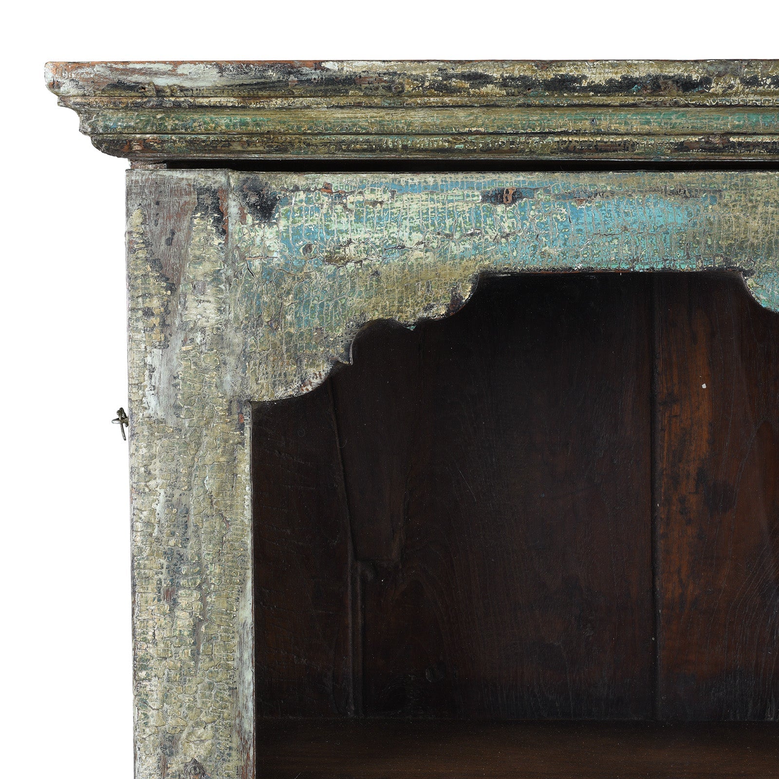 Green Painted Teak Glazed Wall Cabinet - Ca 1930