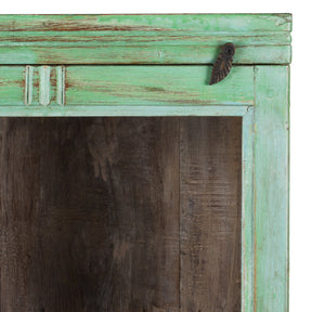Green Painted Teak Glazed Wall Cabinet - Ca 1930