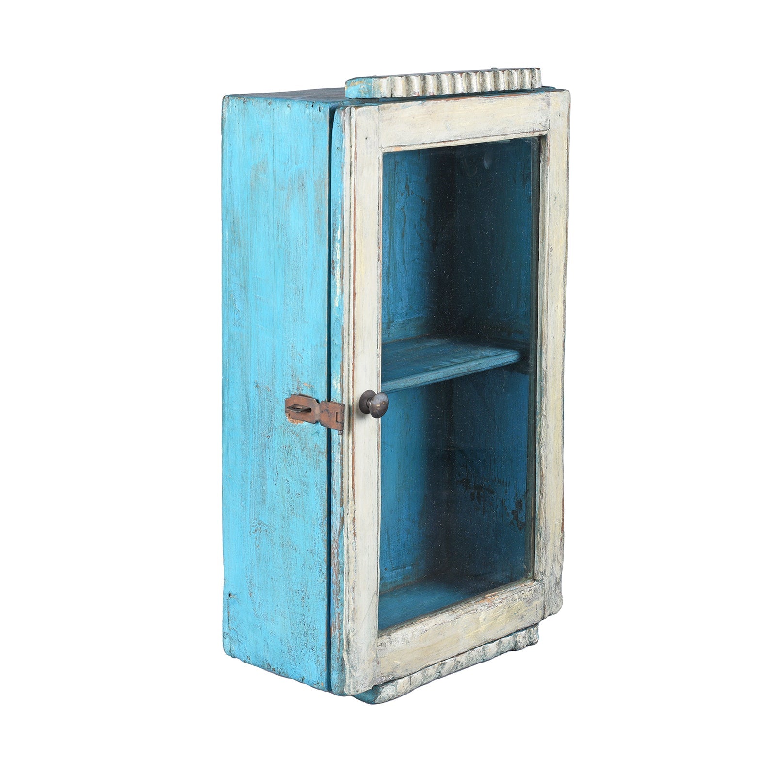Painted Teak Glazed Wall Cabinet - Ca 1930