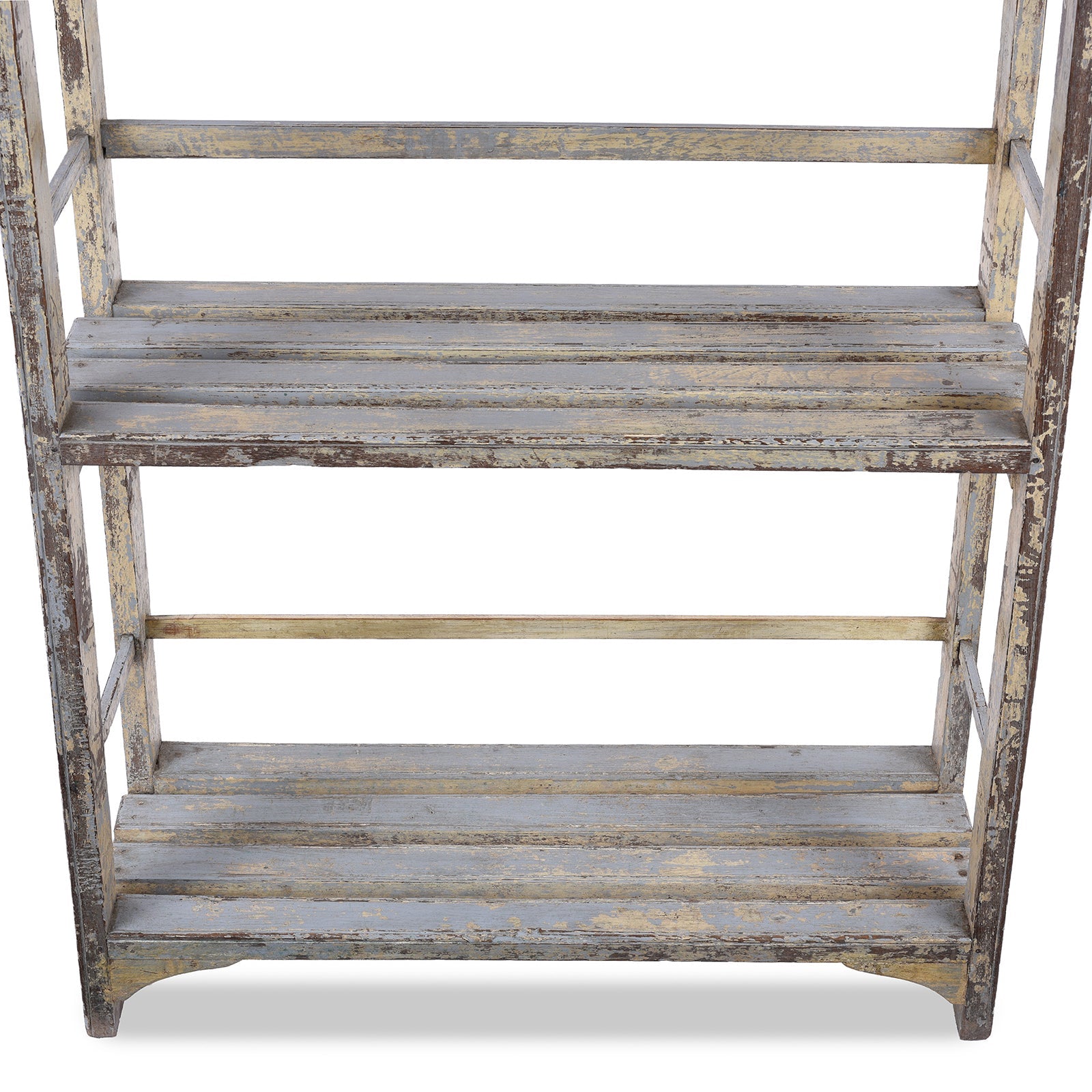 White Painted Indian Slatted Teak Shelf - Ca 1930