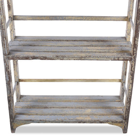 White Painted Indian Slatted Teak Shelf - Ca 1930