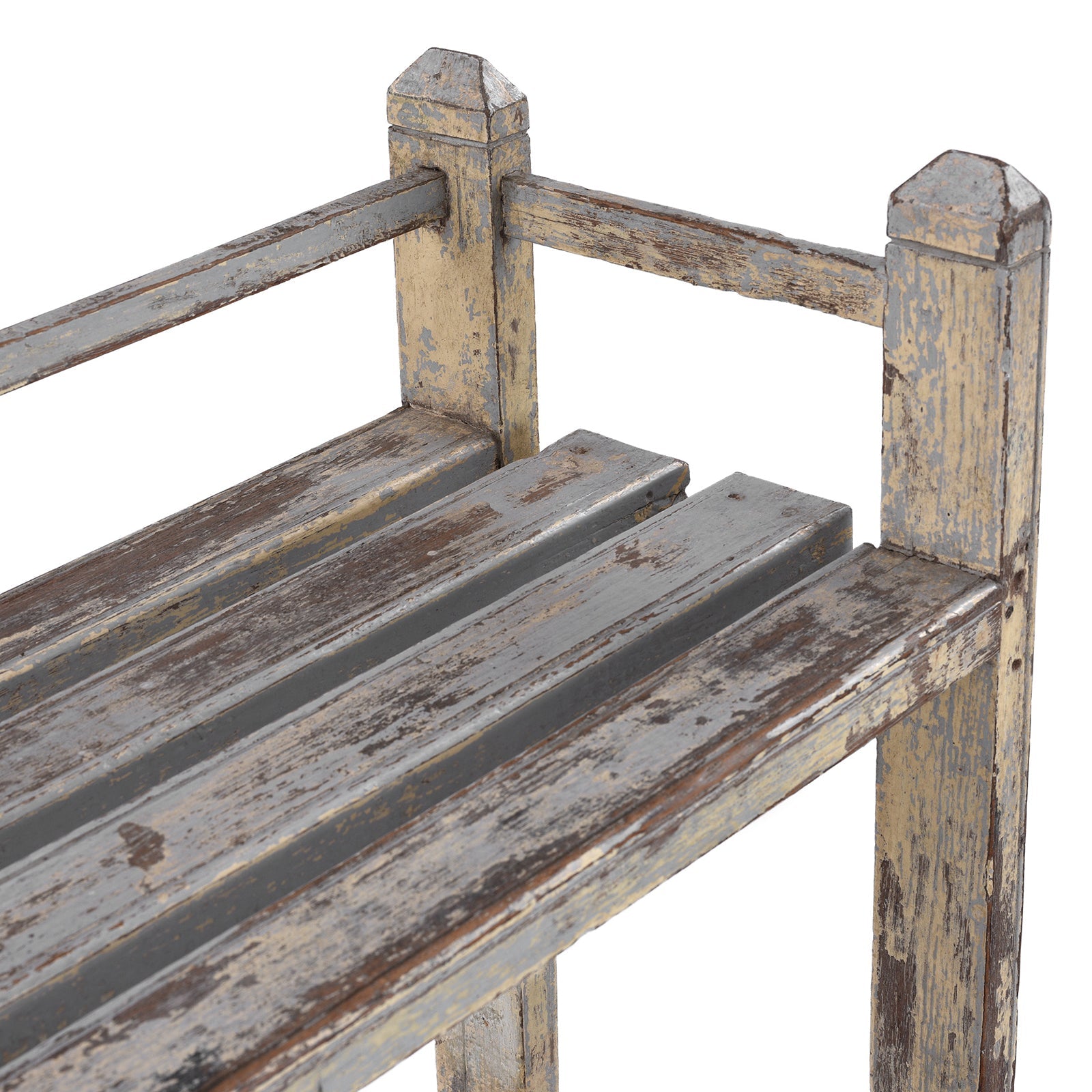 White Painted Indian Slatted Teak Shelf - Ca 1930