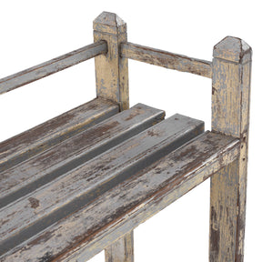 White Painted Indian Slatted Teak Shelf - Ca 1930