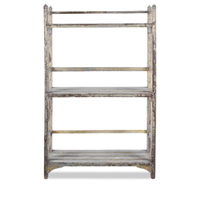 White Painted Indian Slatted Teak Shelf - Ca 1930