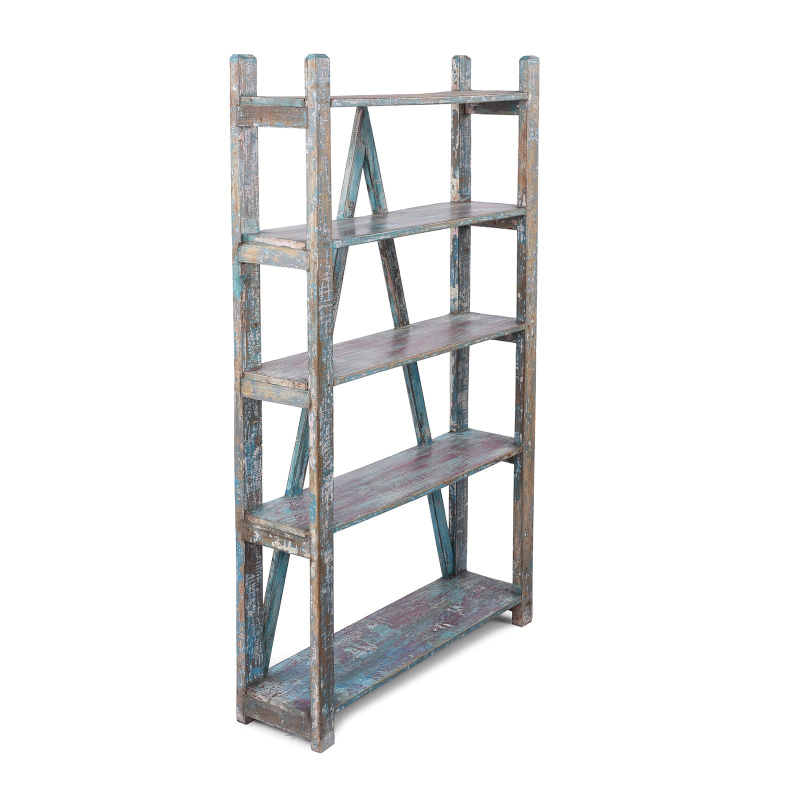 Vintage Painted Indian Teak Shelf - Ca 1930