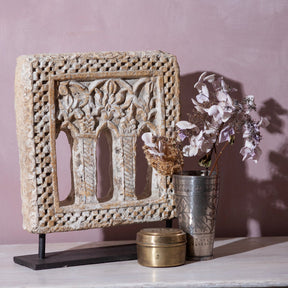 Stone Lamp Niche On Stand From Jaisalmer - 19th Century