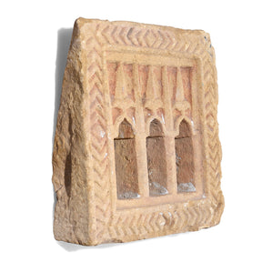 3 Way Stone Lamp Niche From Jaisalmer - 19th Century