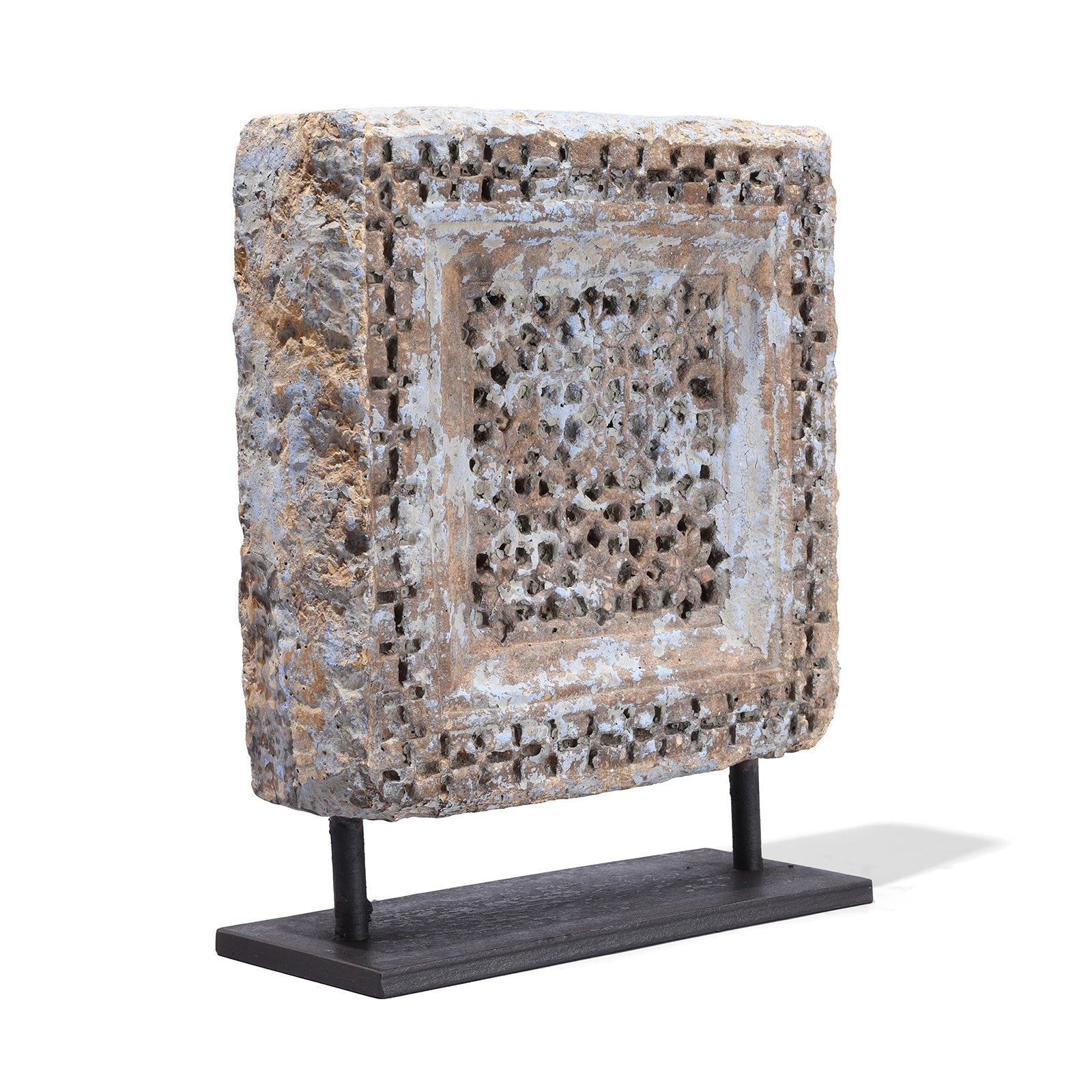 Carved Stone Panels On Stands From Jaisalmer - 19th Century