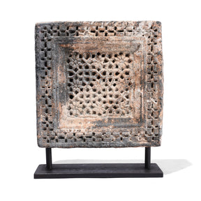 Carved Stone Panels On Stands From Jaisalmer - 19th Century