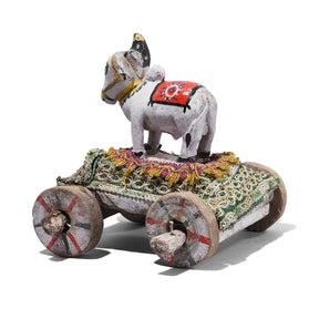 Painted Indian Nandi Bull Wheel Toy - Ca 1940