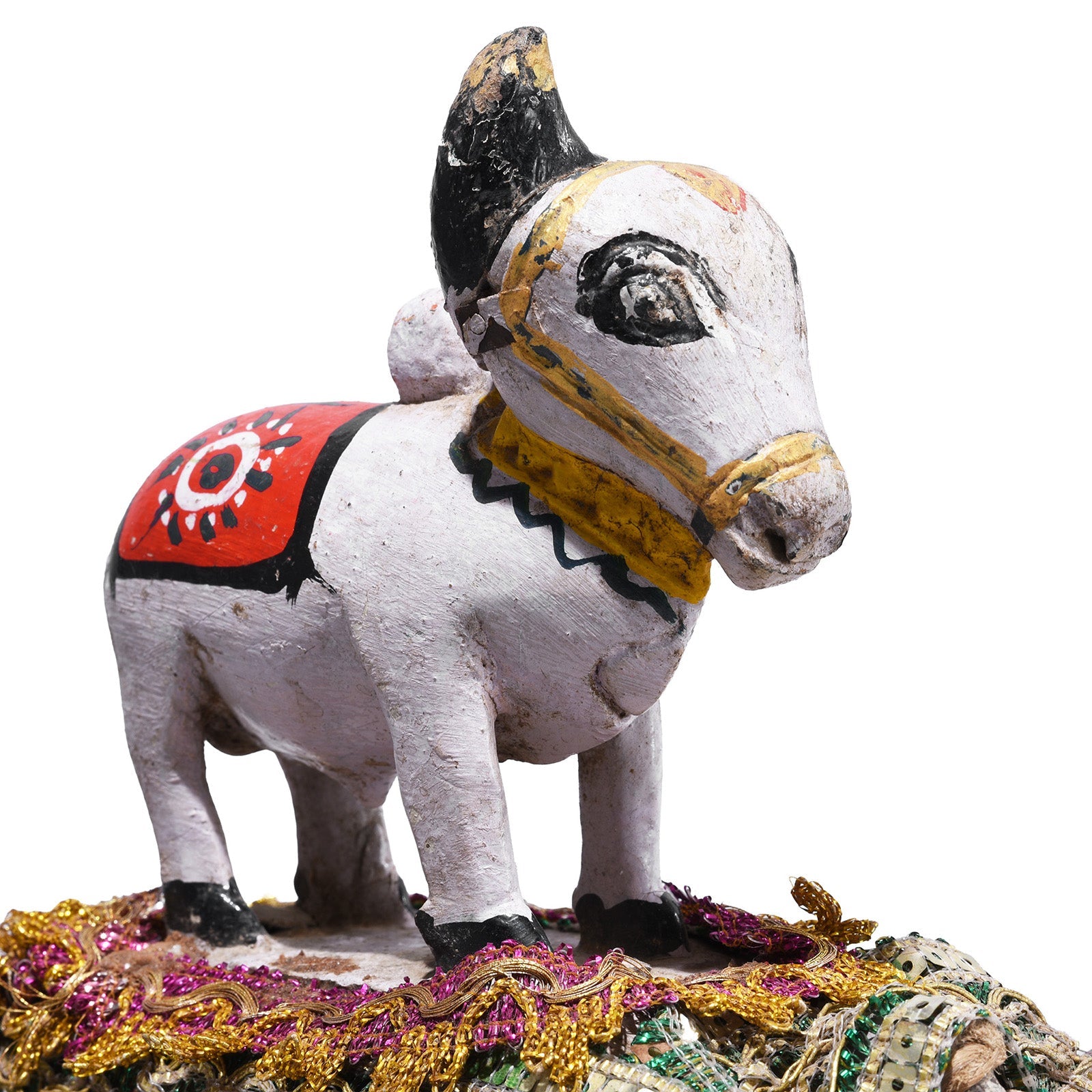 Painted Indian Nandi Bull Wheel Toy - Ca 1940