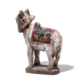 Carved Teak Nandi Bull Figurine From Rajasthan - 1940's