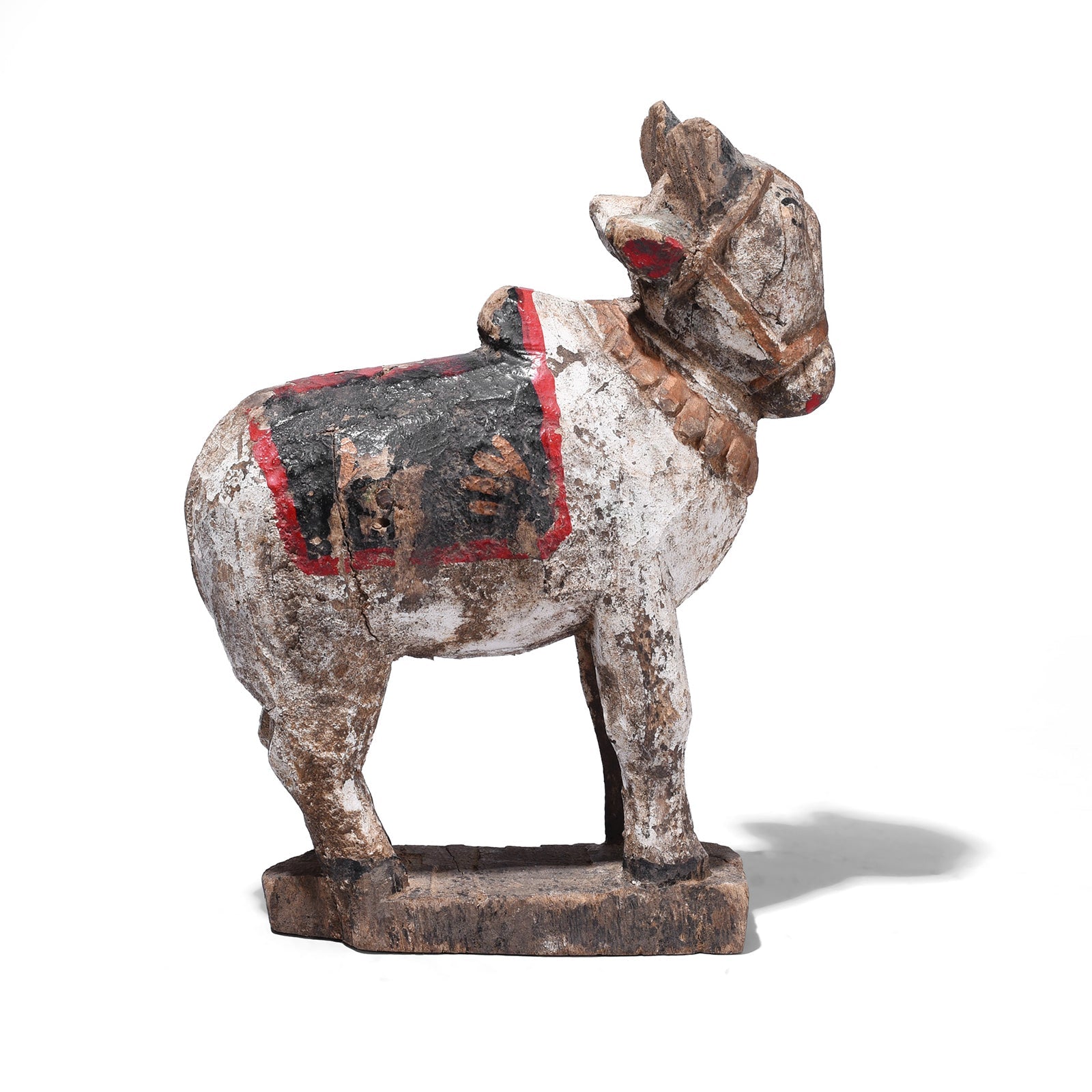 Carved Teak Nandi Bull Figurine From Rajasthan - 1940's