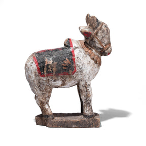 Carved Teak Nandi Bull Figurine From Rajasthan - 1940's