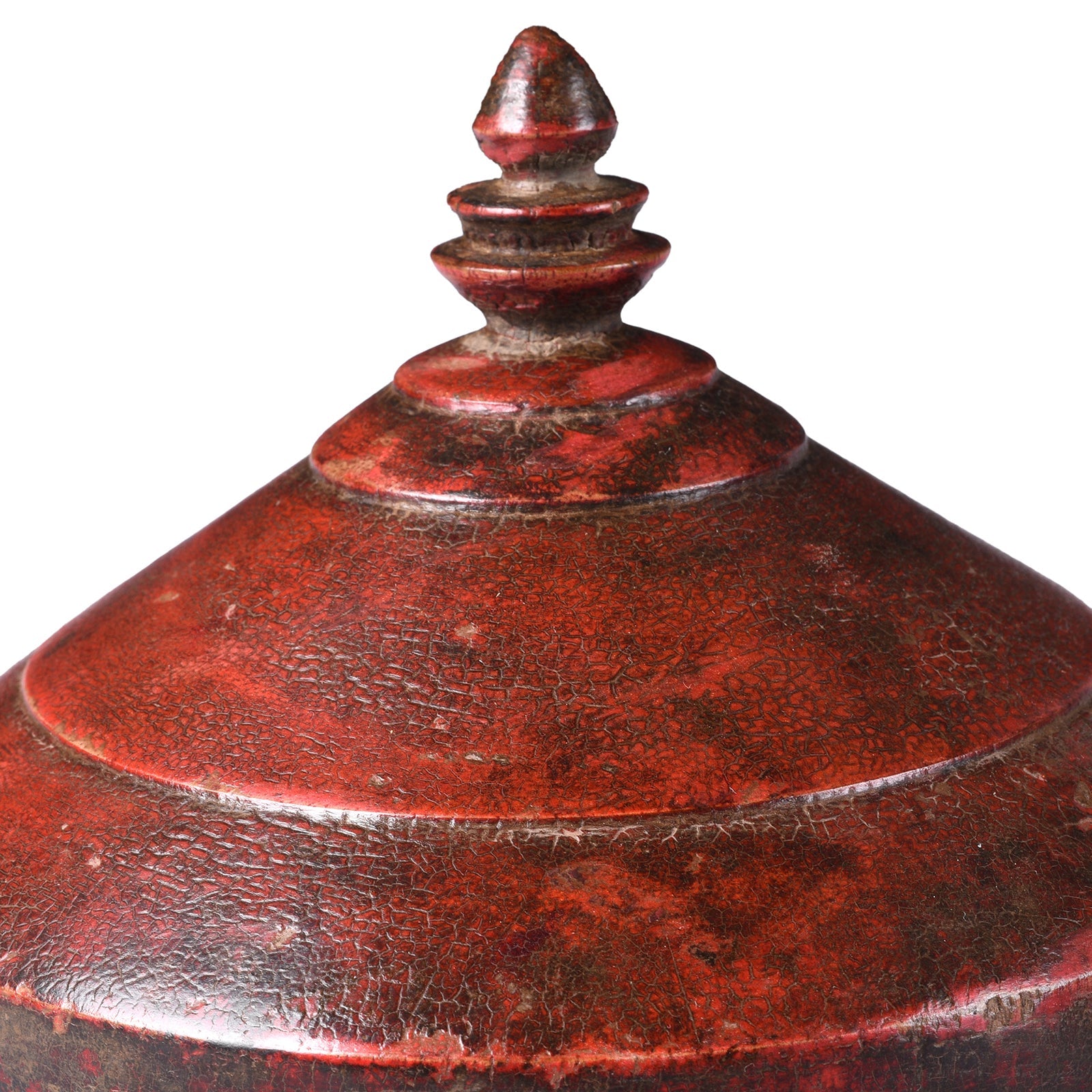 Red Lacquer Pot From Uttar Pradesh - Ca 1930