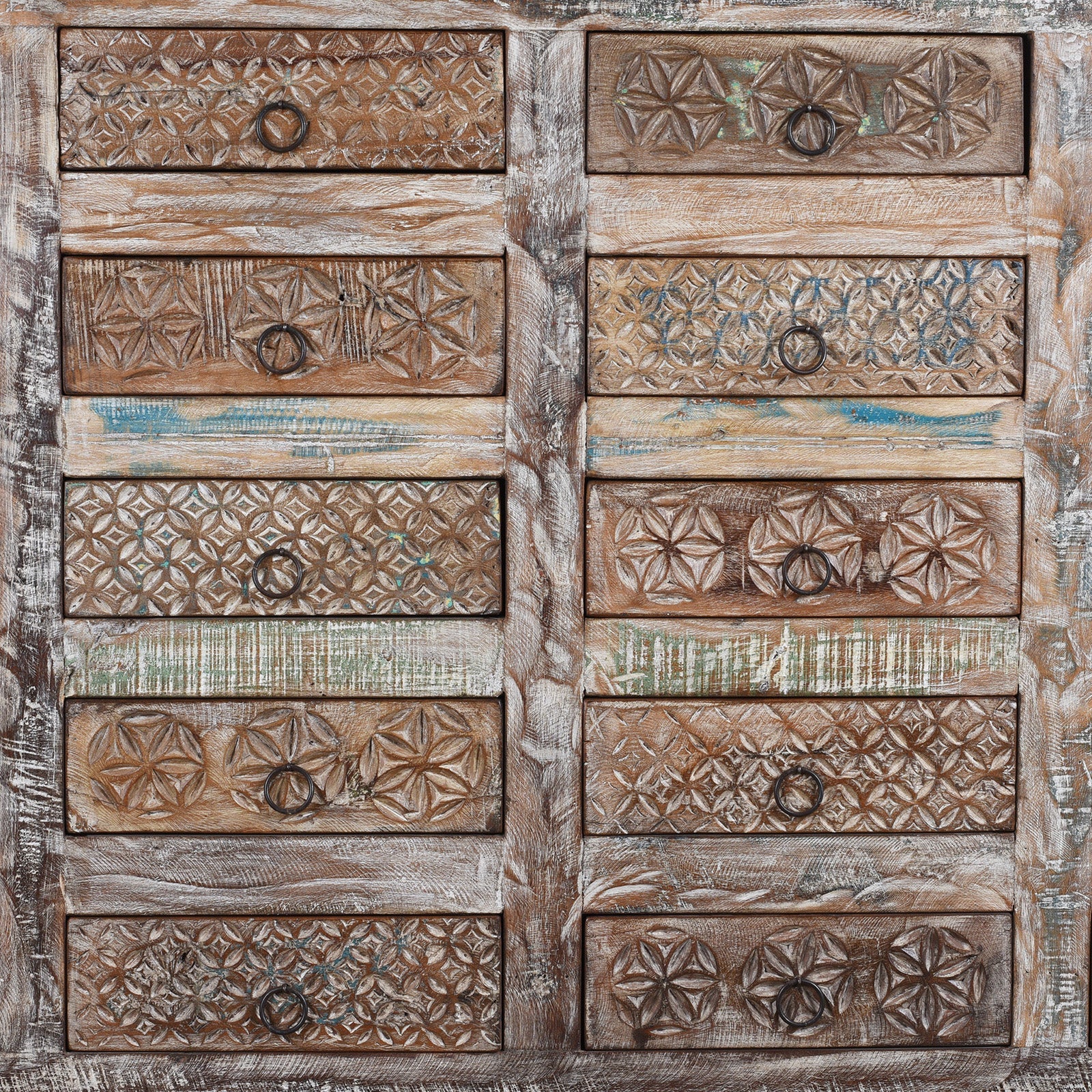 Reclaimed Teak Chest Of Drawers With Old Paint