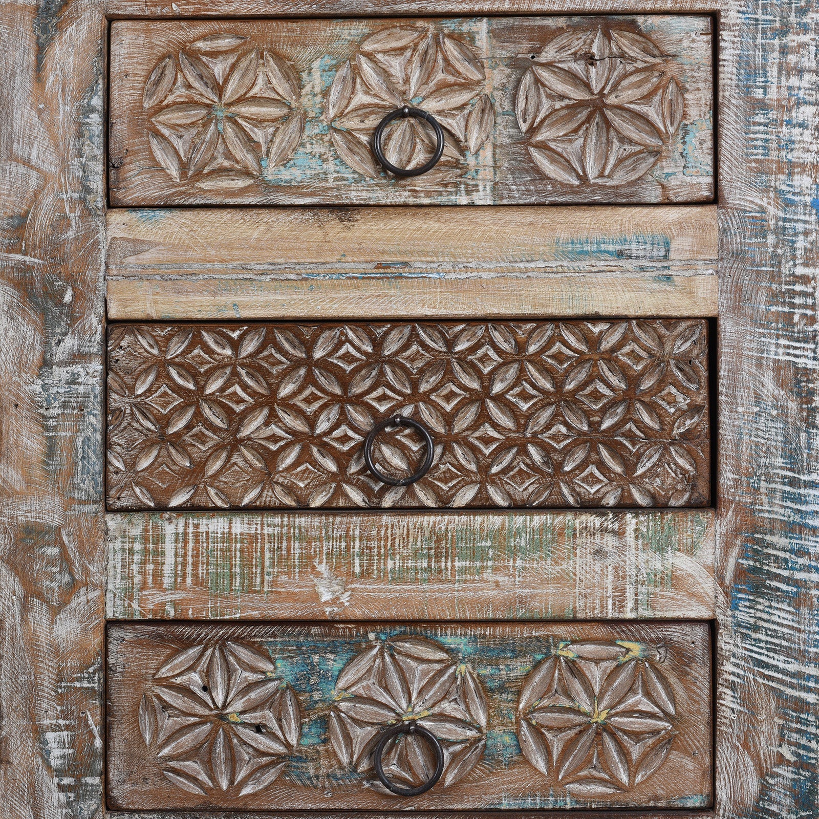 Reclaimed Teak Chest Of Drawers With Old Paint