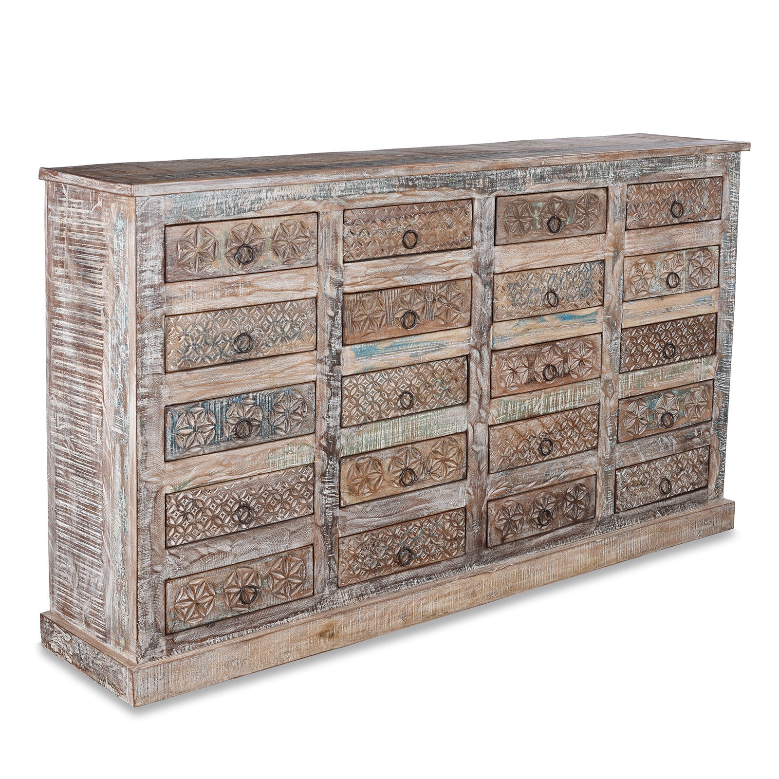 Reclaimed Teak Chest Of Drawers With Old Paint