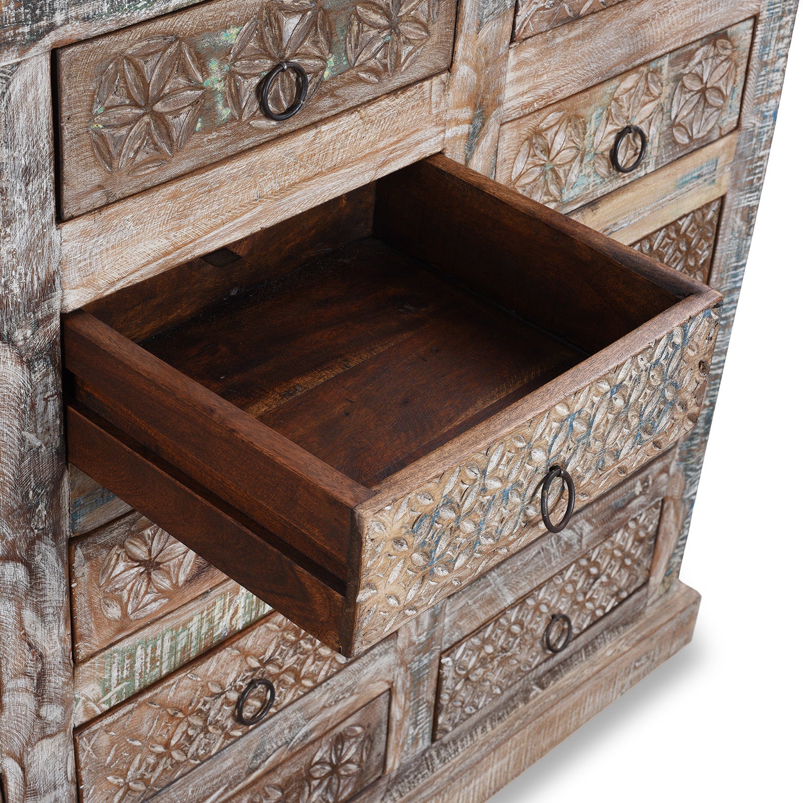 Reclaimed Teak Chest Of Drawers With Old Paint