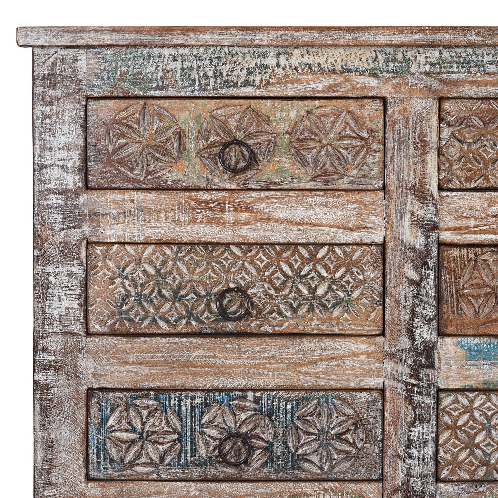 Reclaimed Teak Chest Of Drawers With Old Paint