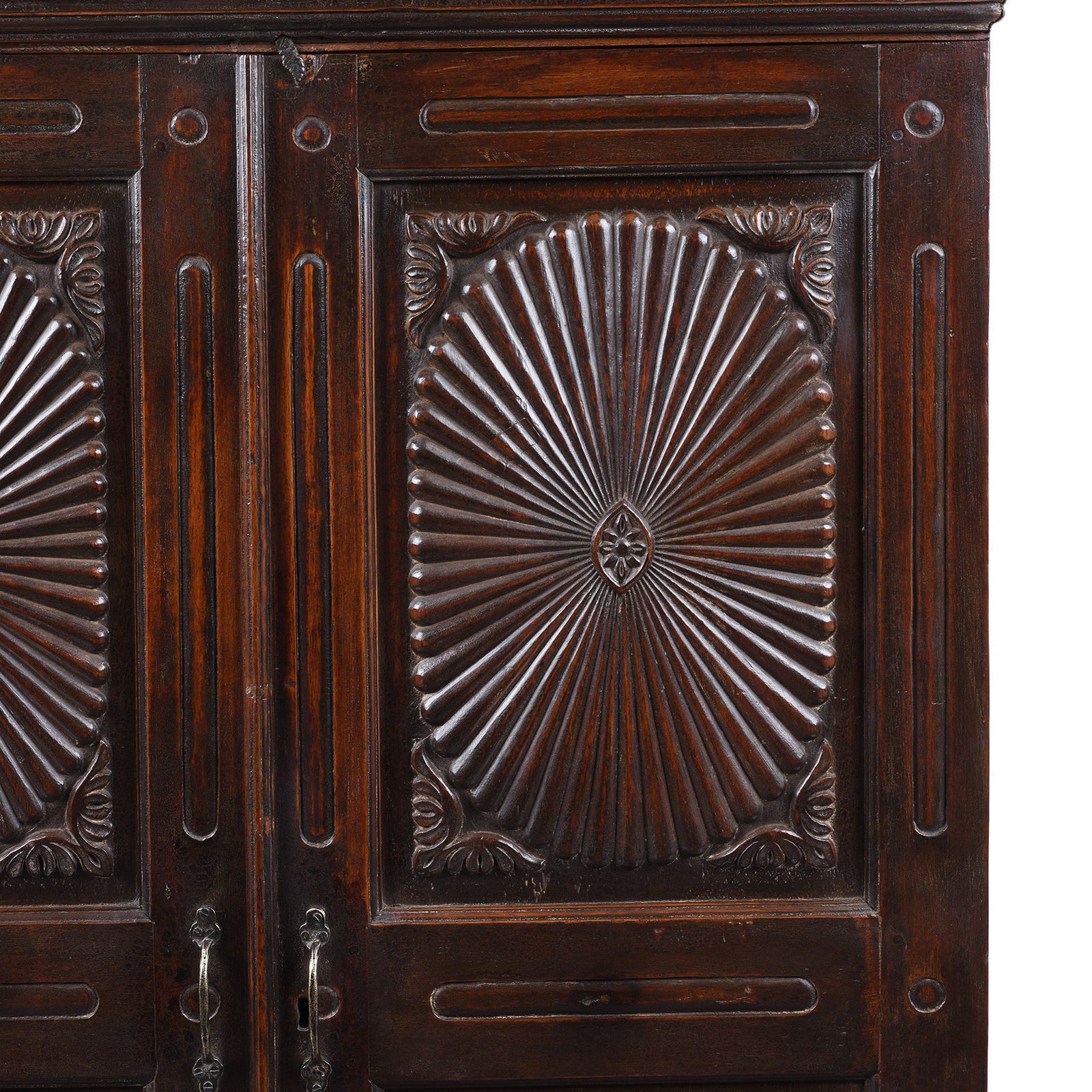 Indian Almirah Cabinet With Sunburst Panels – 19th Century