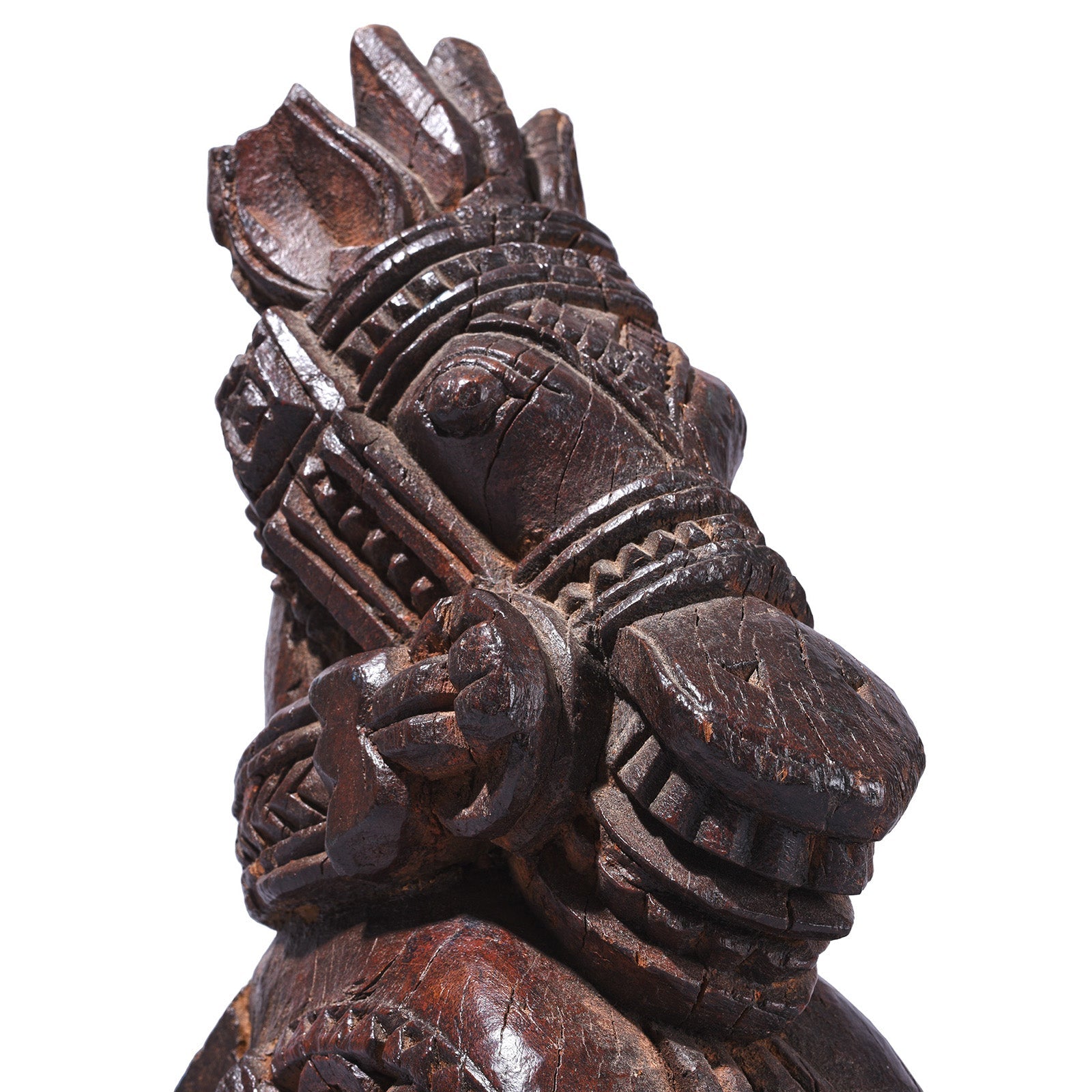 Carved Teakwood Horse Head from Gujarat - 19thC