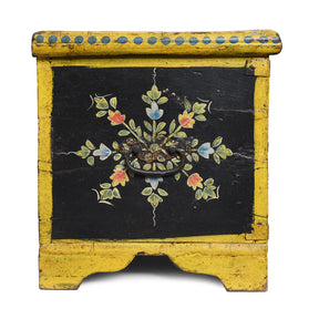Vintage Painted Teak Chest From Rajasthan