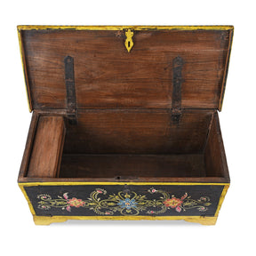 Vintage Painted Teak Chest From Rajasthan