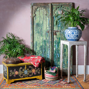 Painted Indian Door From Gujarat - Late 19th Century