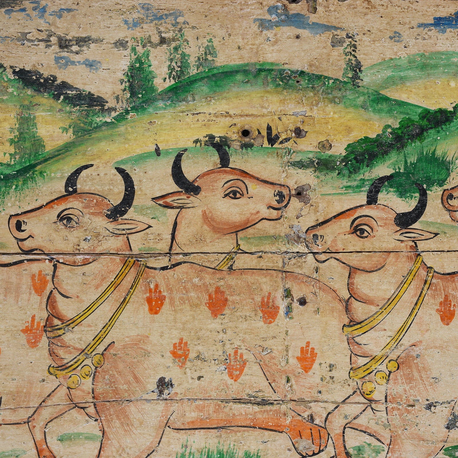 Vintage Painted Cow Panel